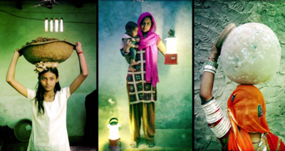 three pictures of a woman holding a bowl of food