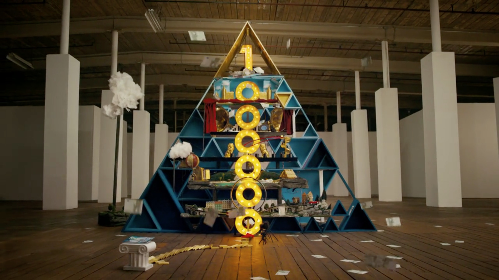 a christmas tree made out of various objects