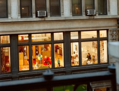 a view of a store front from the street