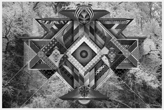 a black and white photo of a star of david