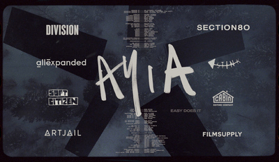 a black and white poster with the word mia written on it