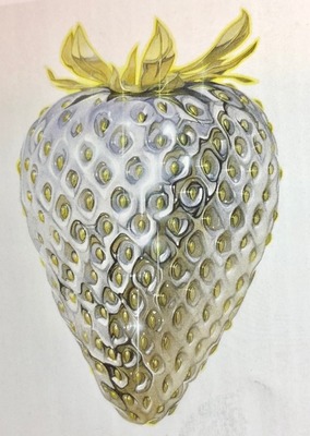 a close up of a glass strawberry ornament