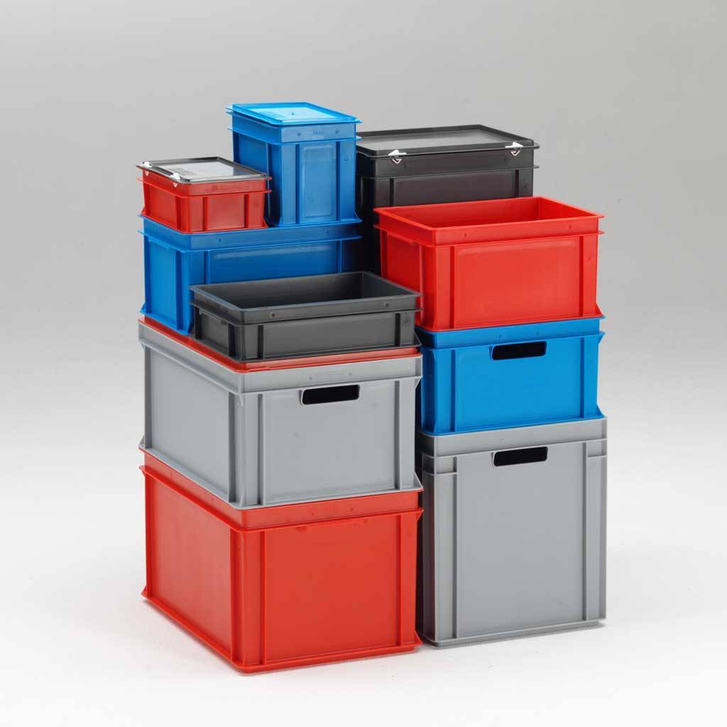 a stack of plastic storage containers sitting on top of each other