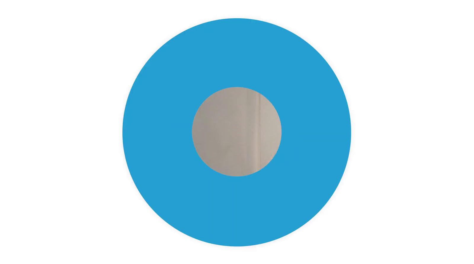 a blue circle with a white center on a white background