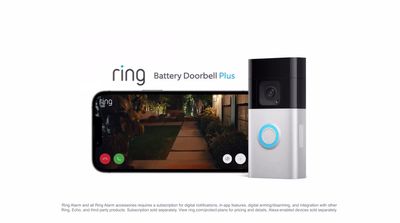 the ring video door phone is shown next to an iphone