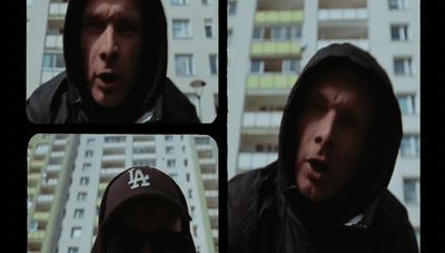 a collage of photos of a man in a hoodie