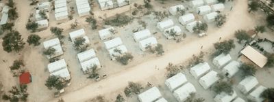 an aerial view of a lot of houses and trees