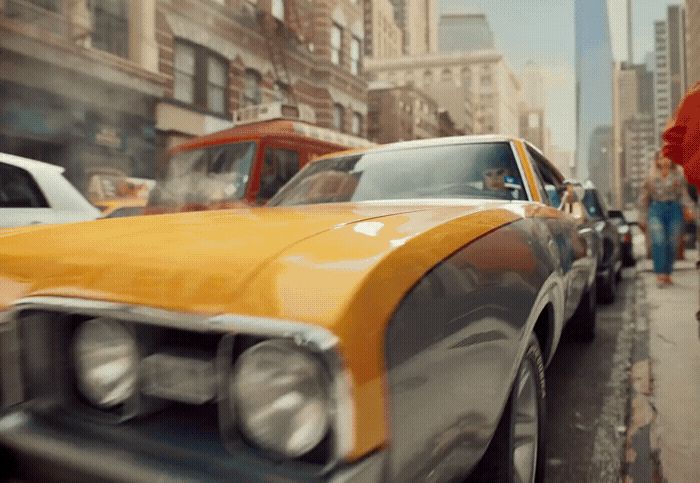 a man walking down a street next to parked cars