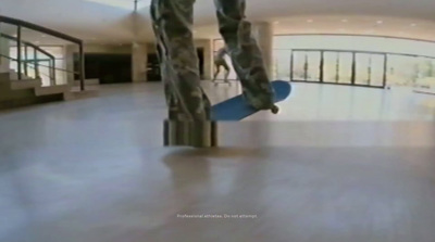 a man is doing a trick on a skateboard