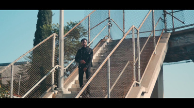 a person walking up a set of stairs