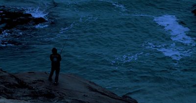 a person standing on top of a cliff next to the ocean