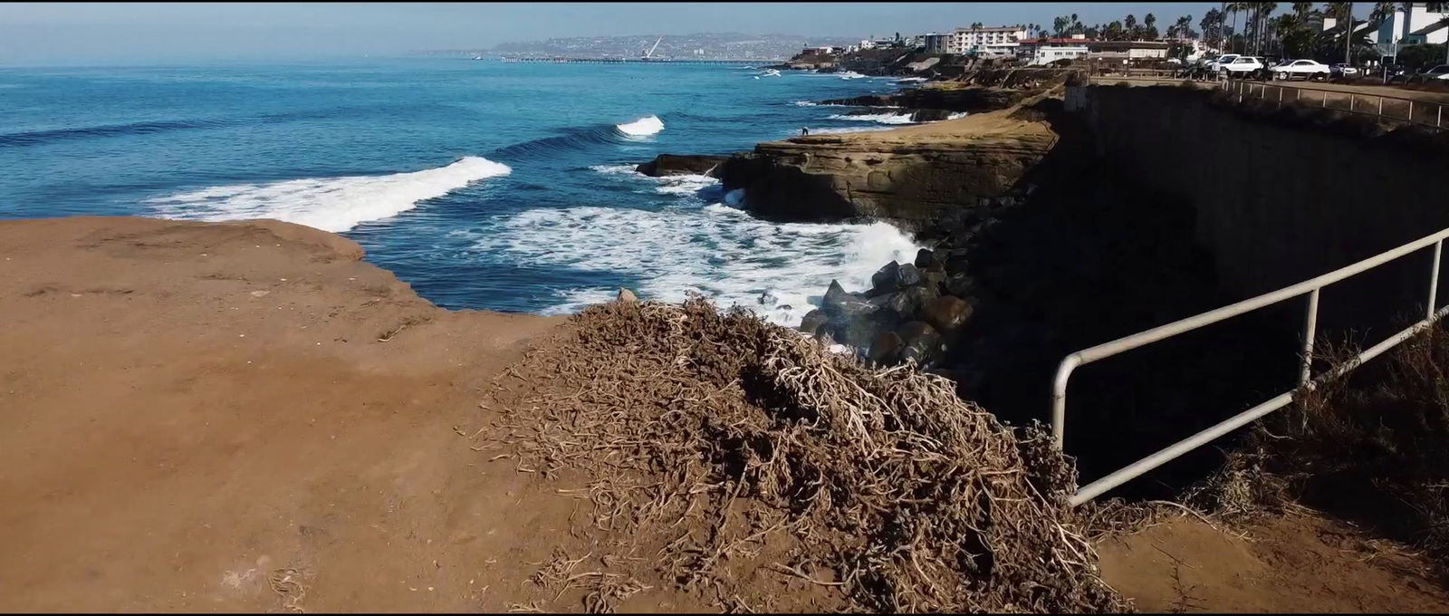 a view of the ocean from a cliff