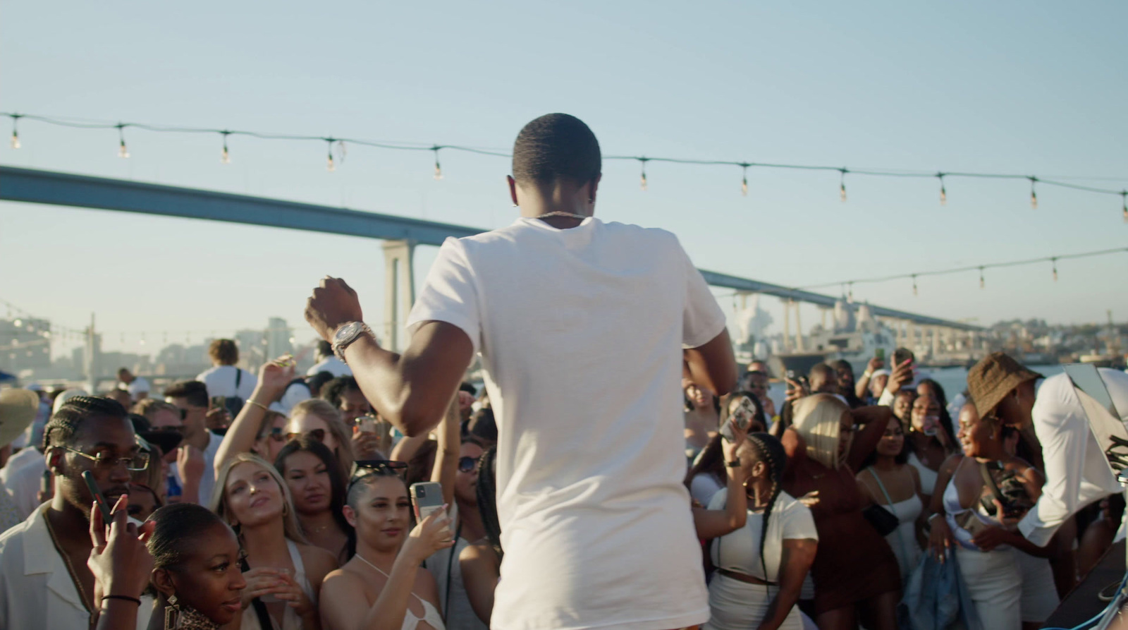 a man standing in front of a crowd of people