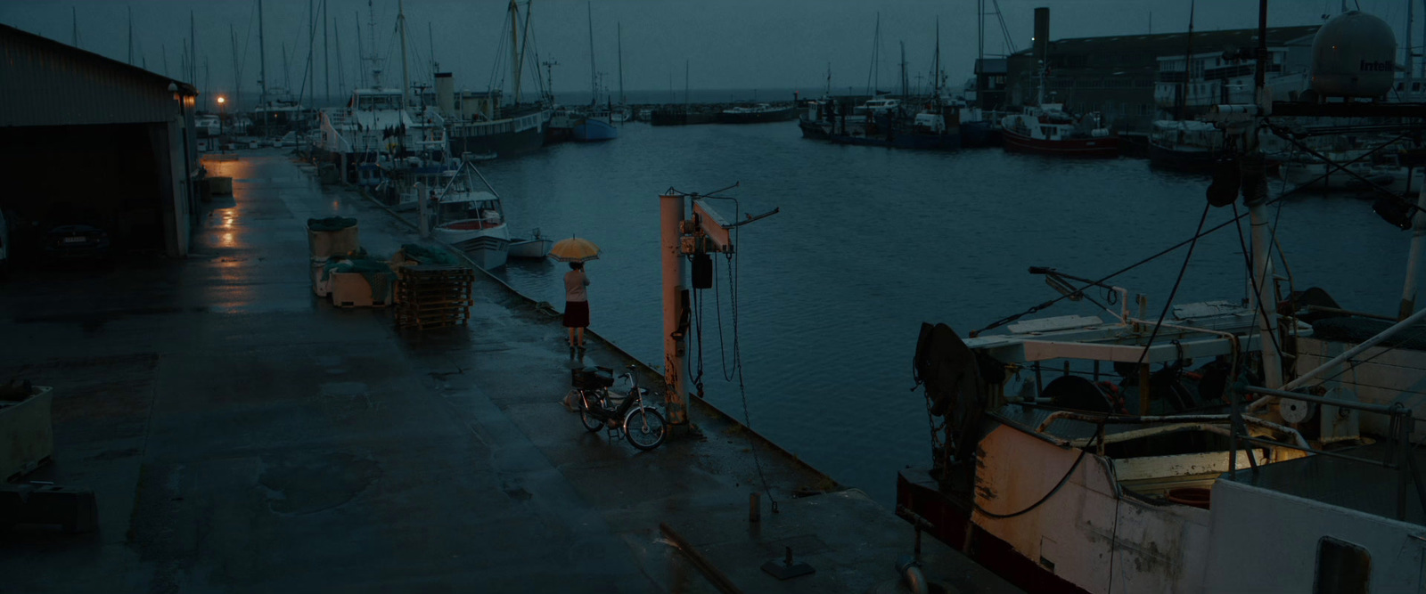 a boat docked at a dock