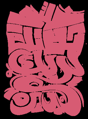 a pink and black graffiti type design on a black background