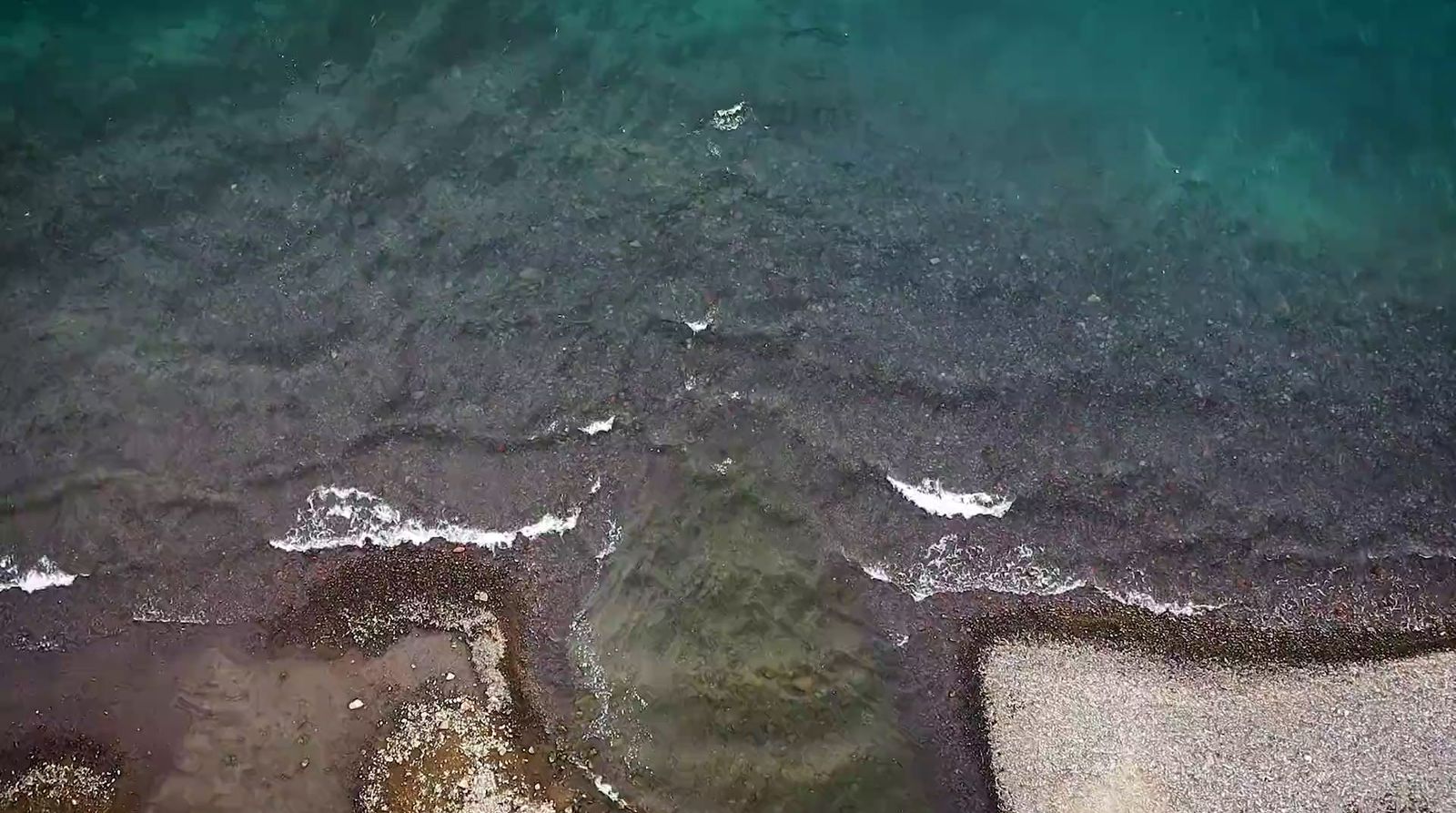 an aerial view of a beach and the ocean