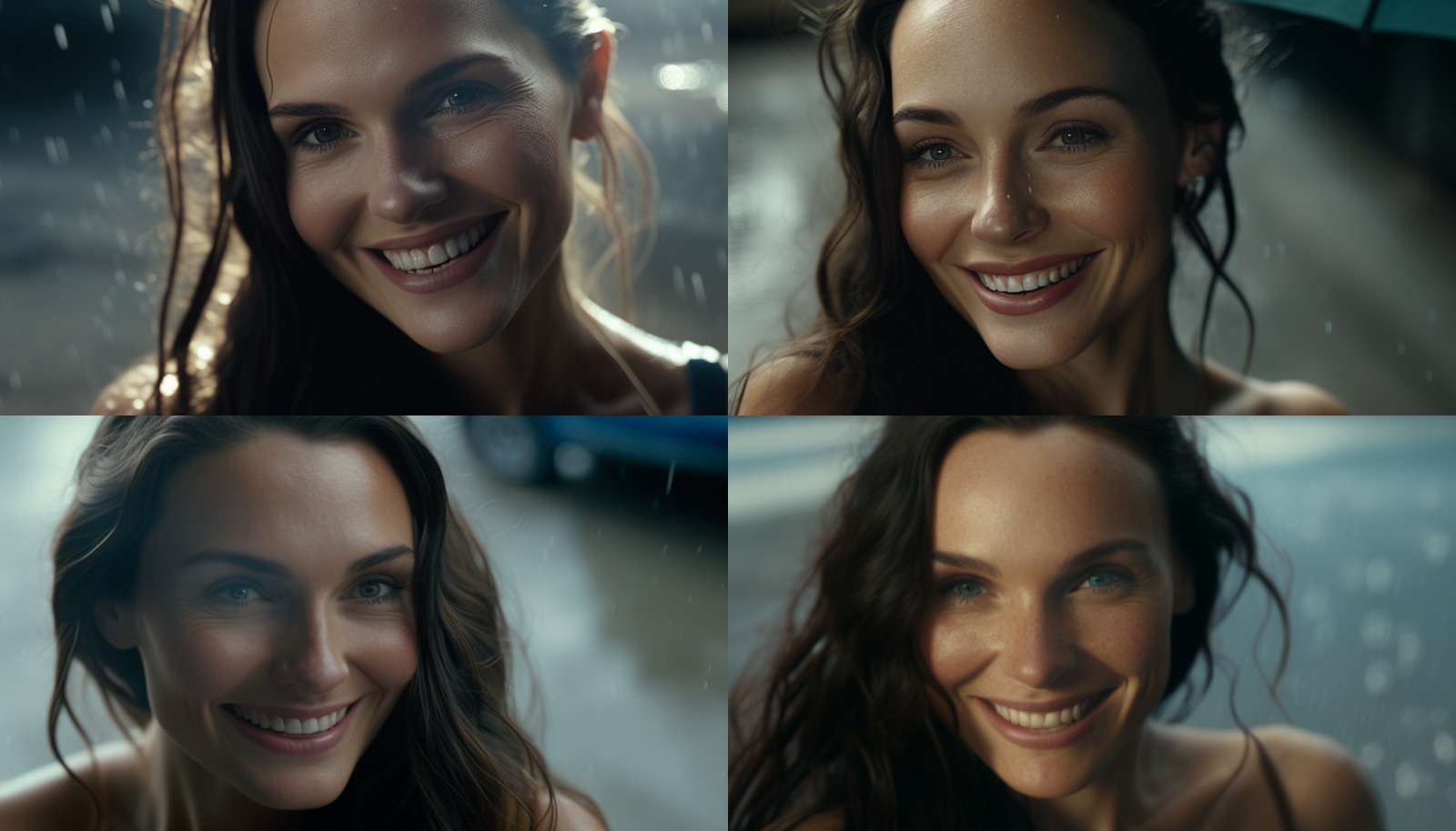 a series of photos of a smiling woman