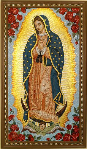 a painting of the virgin mary of guadalupe