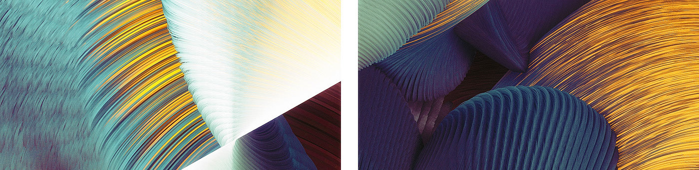 two images of different colored lines in different colors