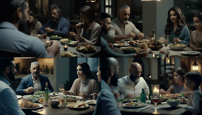 a group of people sitting around a dinner table