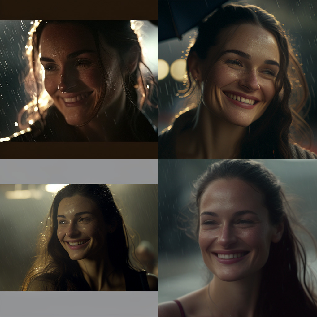 a series of three photos of a woman smiling