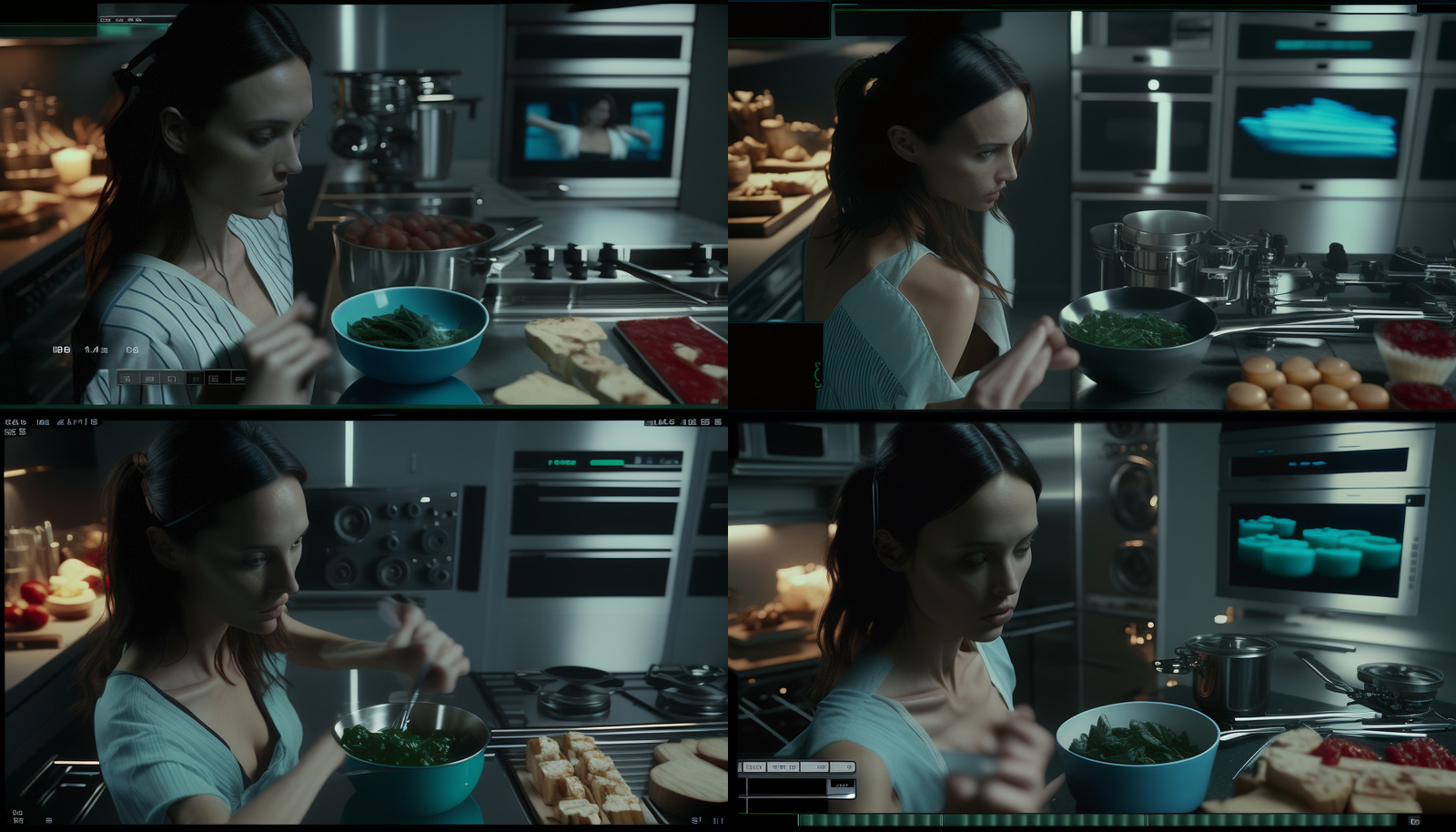 a woman in a kitchen preparing food in a bowl