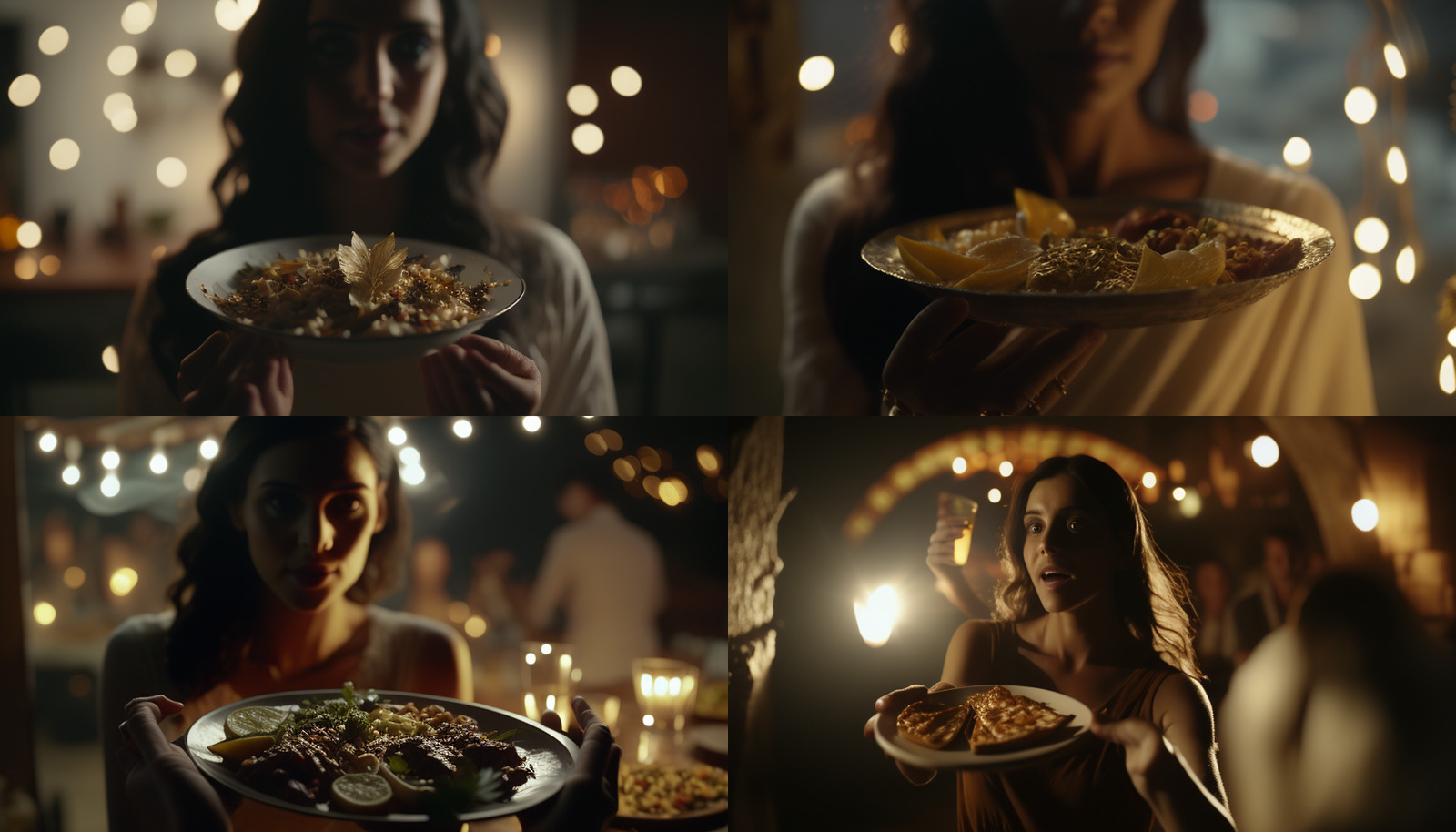 a woman holding a plate of food in her hands