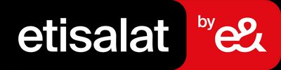 a red and black sign with the word etsalat on it