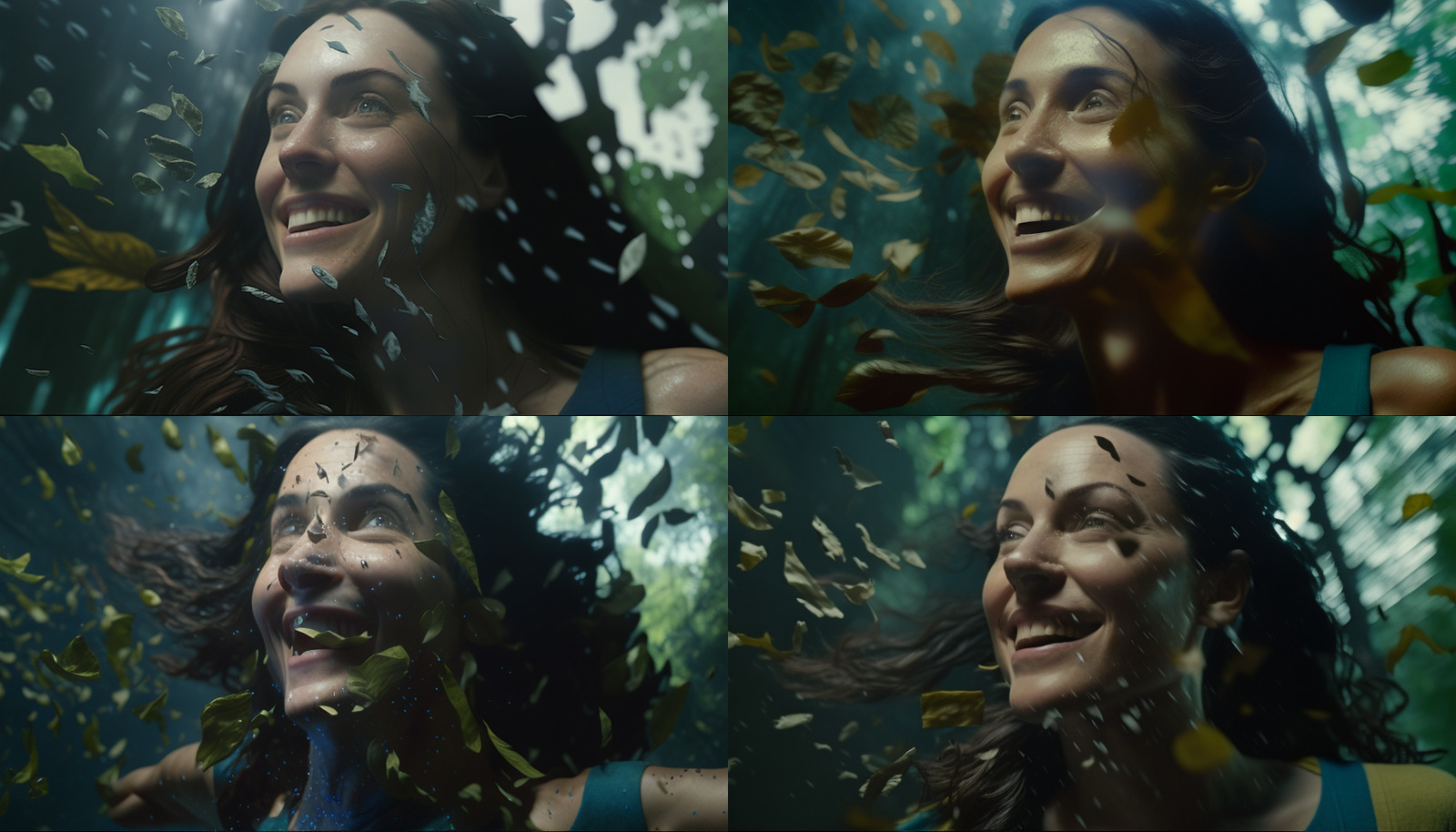 a collage of photos of a smiling woman