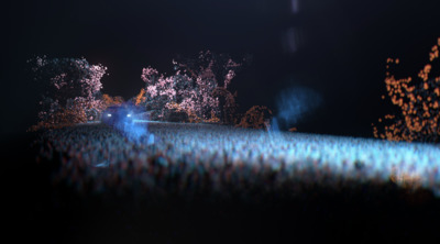 a blurry image of a field at night