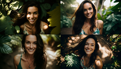 a collage of three photos of a woman smiling