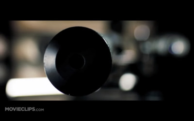 a close up of a black object with a blurry background