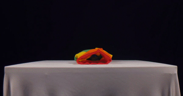 a colorful object sitting on top of a white table