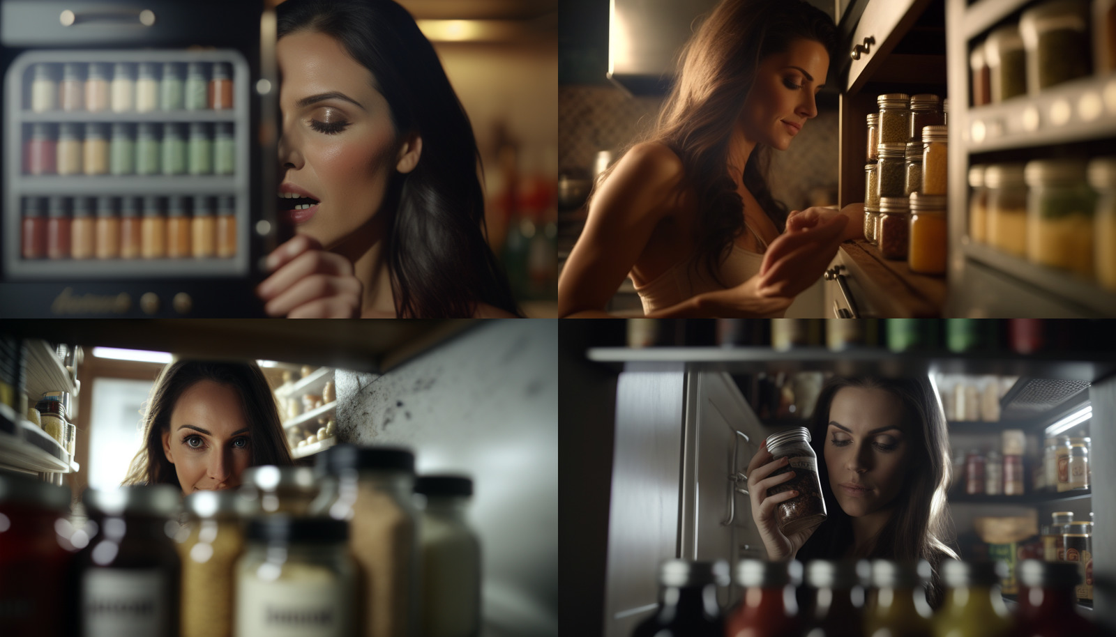 a collage of photos of a woman in a kitchen