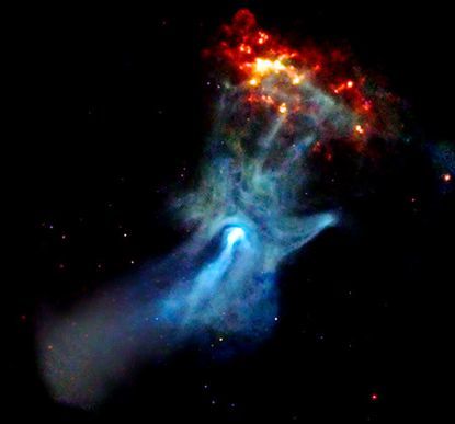 an image of a blue object in the sky