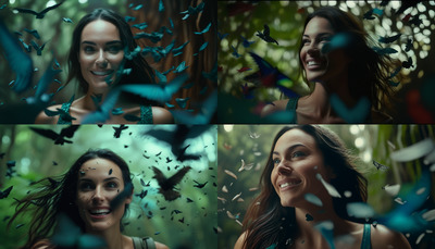 a collage of a woman surrounded by butterflies