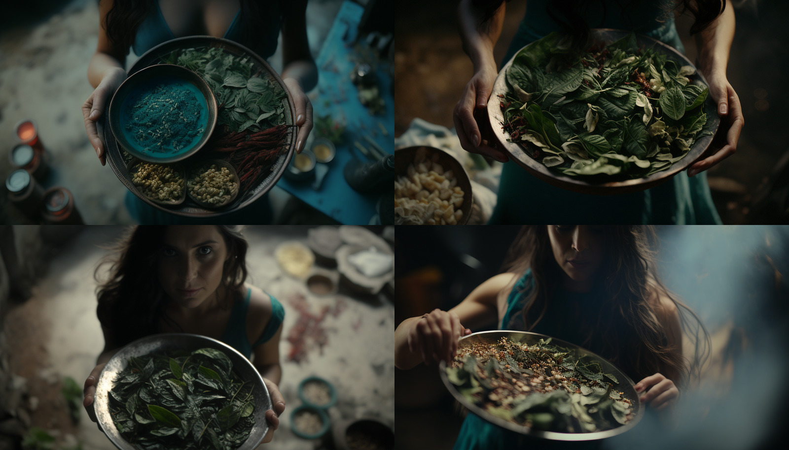 a group of people holding plates of food