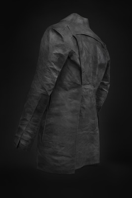 a black and white photo of a man's coat