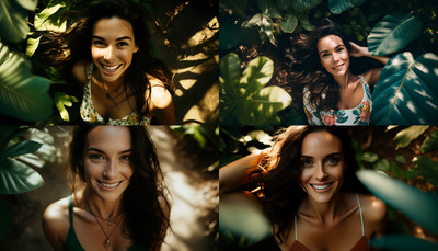 a collage of three photos of a woman smiling