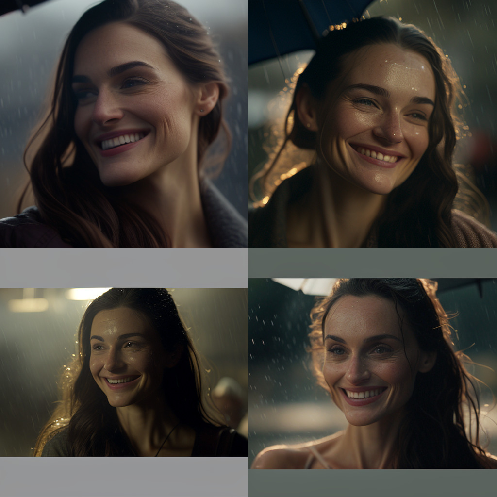 a series of photos of a woman smiling