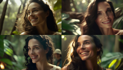 a collage of photos of a woman smiling