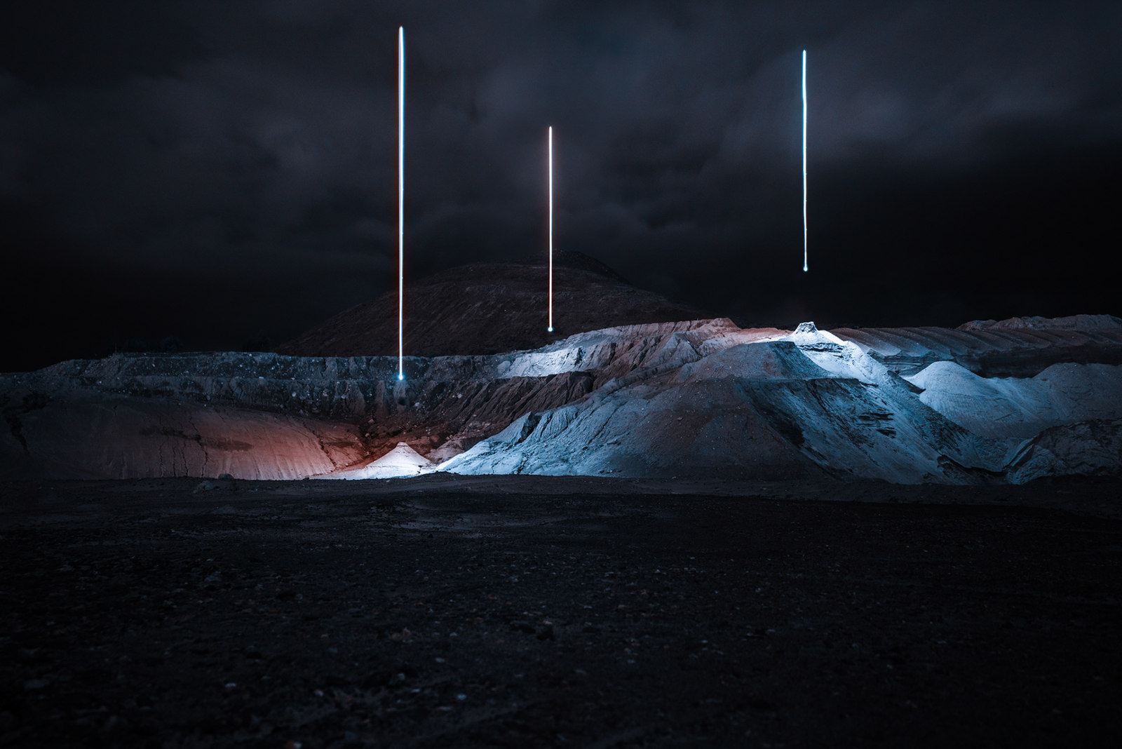 a group of lights that are on a mountain