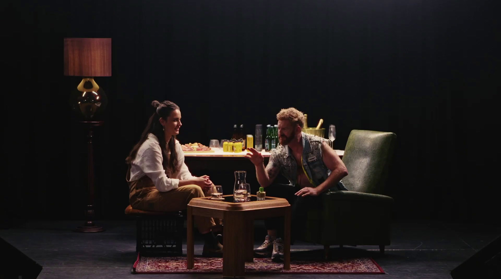 a man and a woman sitting at a table