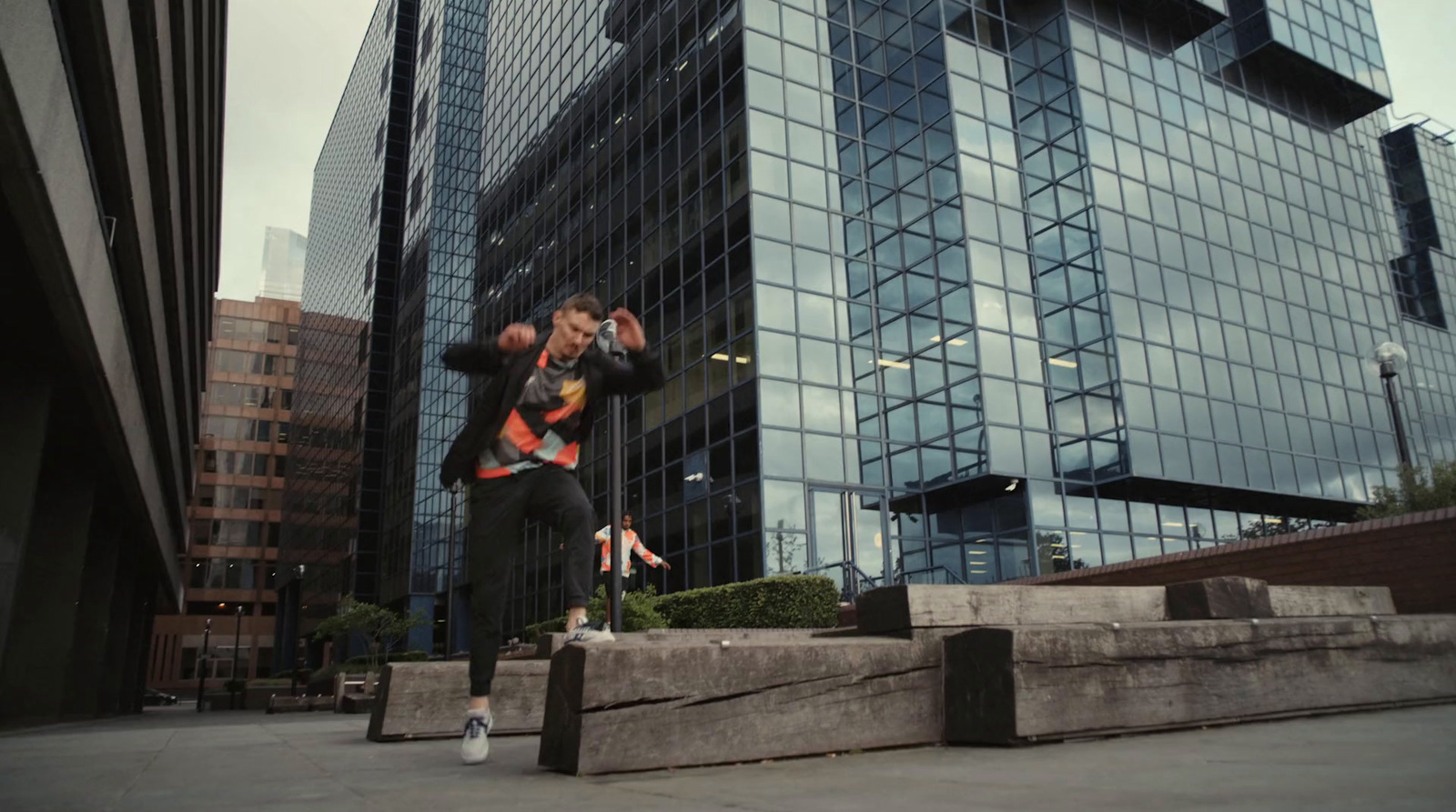 a person jumping a skate board in the air