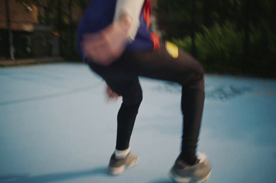 a blurry photo of a person on a skateboard