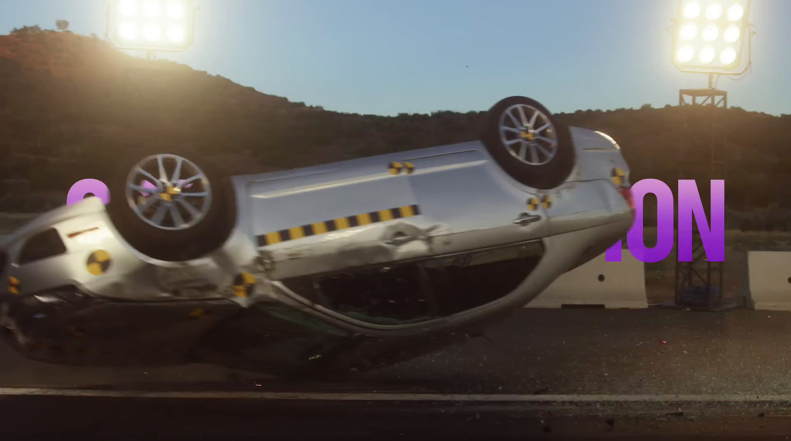 a car that is upside down on its side