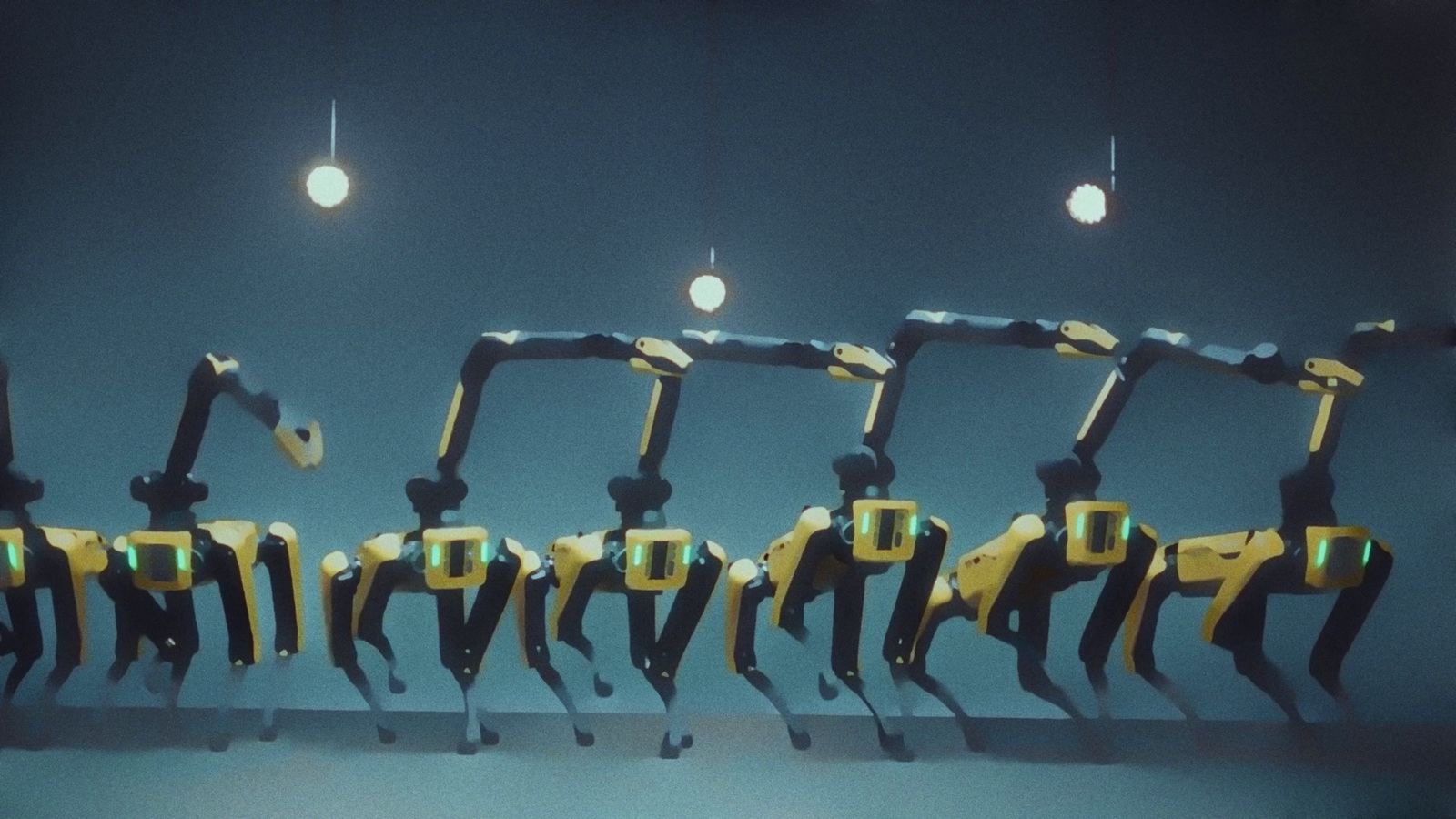 a group of robots standing next to each other