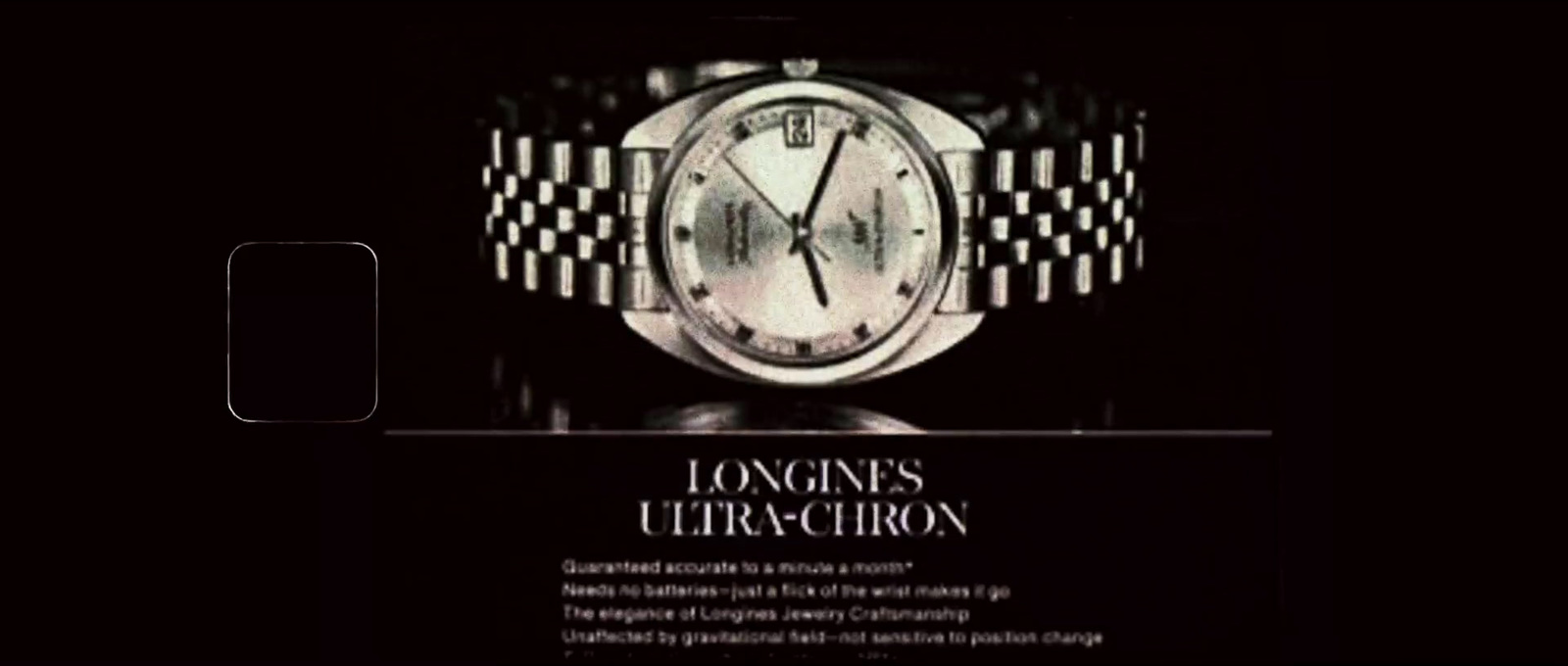 an advertisement for a watch with a black background