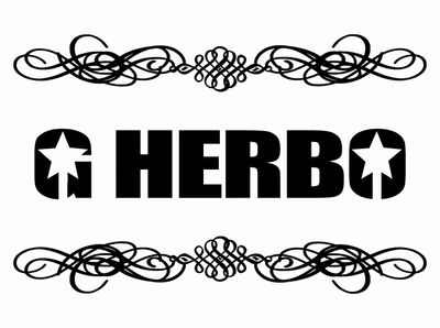 a black and white logo with the word herb