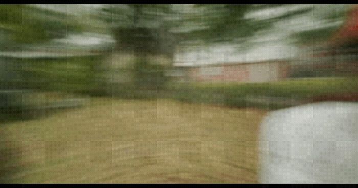 a blurry photo of a house and trees